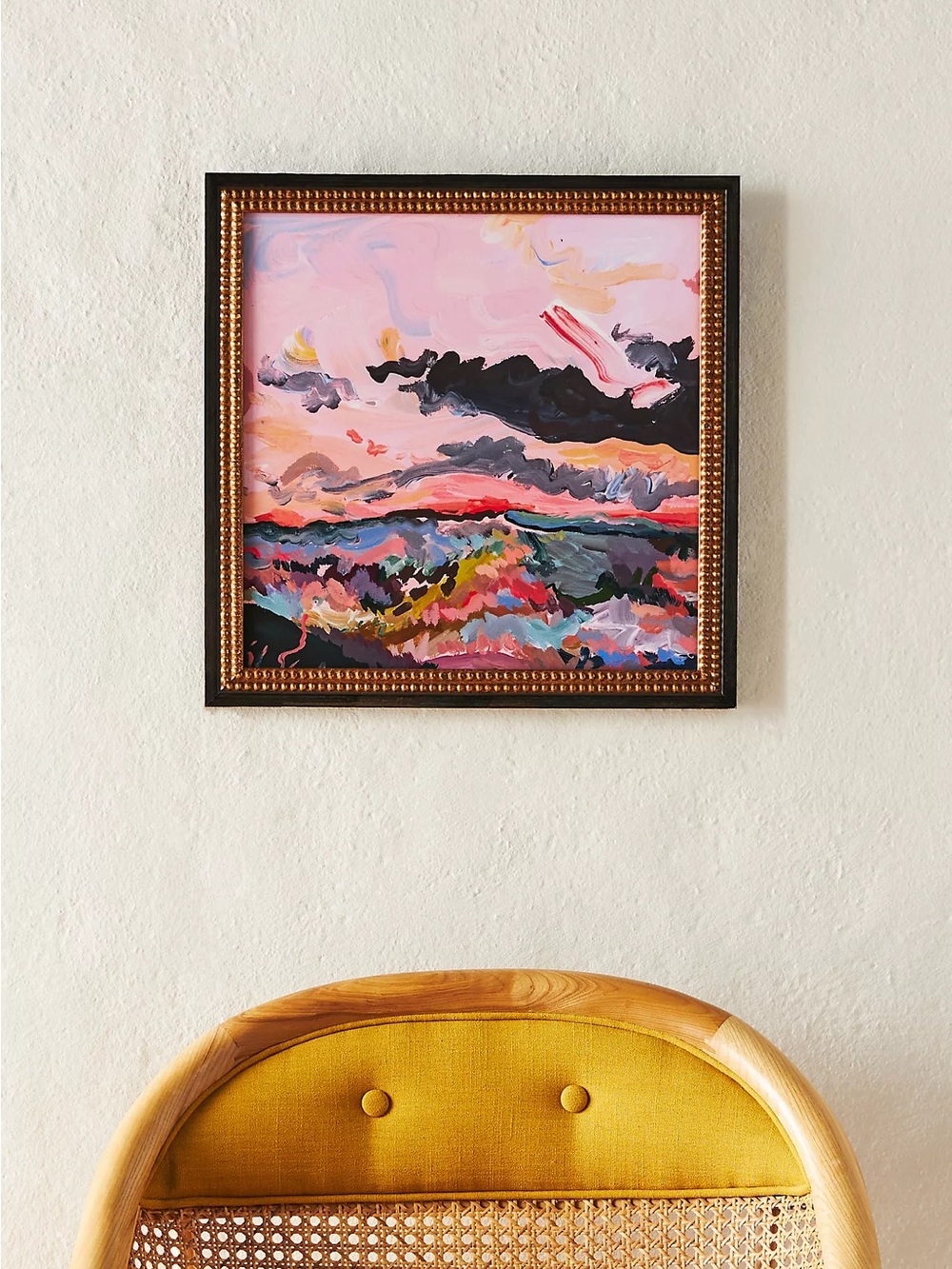 ANTHROPOLOGIE ARTFULLY WALLS Orange Sun In Pink Sky Wall Art KT Smail $228